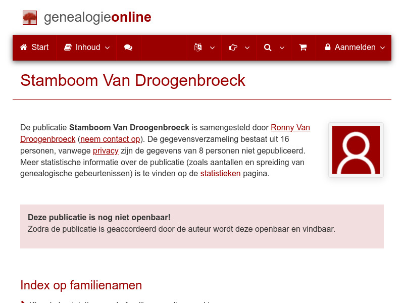 Screenshot van website
