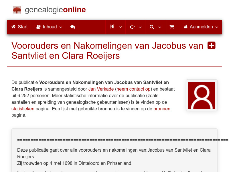 Screenshot van website