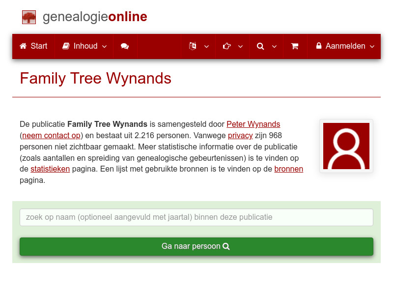 Screenshot van website