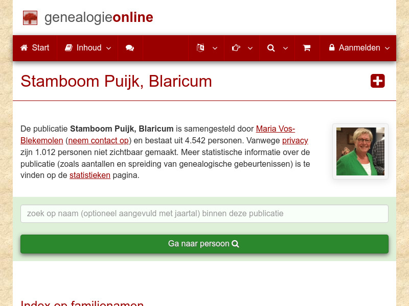 Screenshot van website