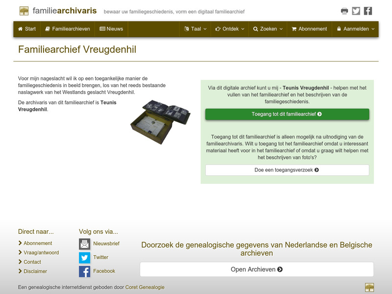 Screenshot van website