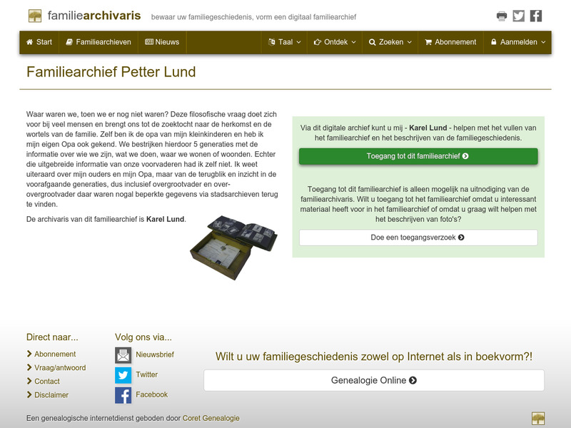 Screenshot van website