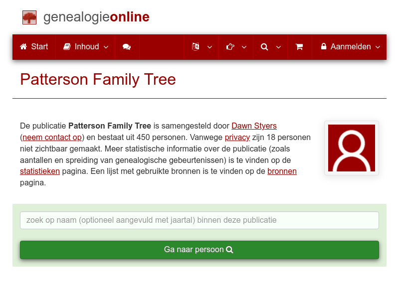 Screenshot van website