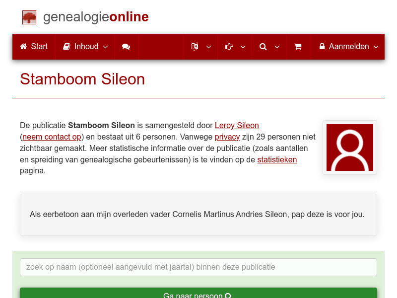 Screenshot van website
