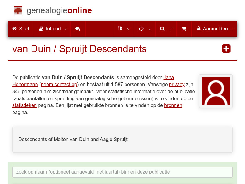 Screenshot van website