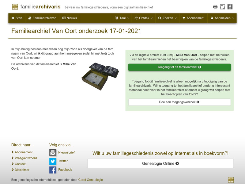 Screenshot van website