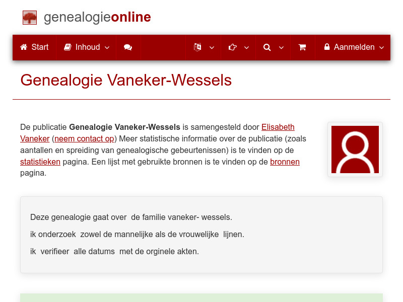 Screenshot van website