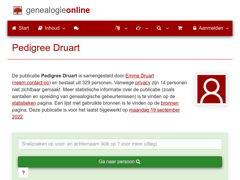 Screenshot van website