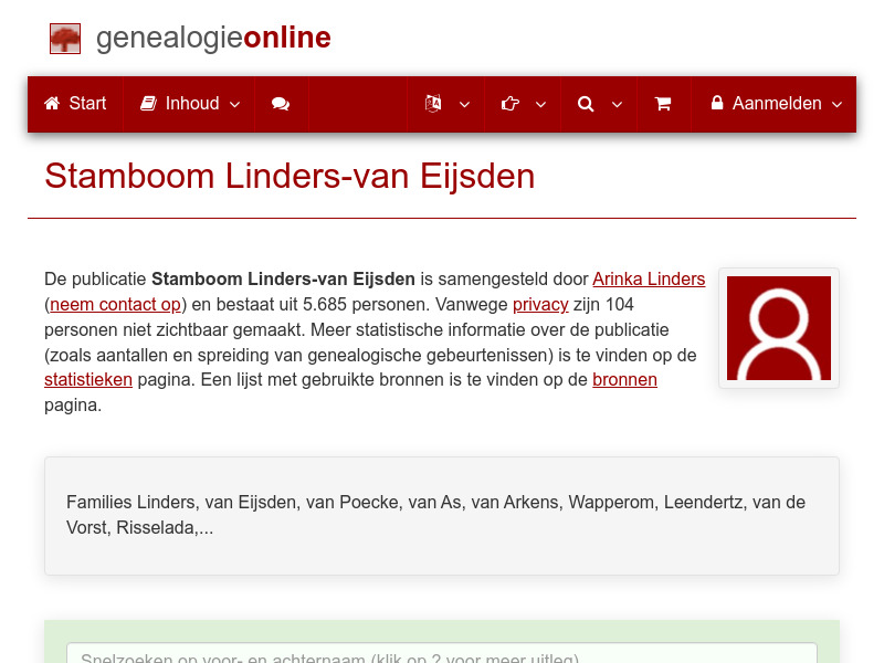 Screenshot van website