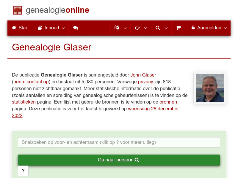 Screenshot van website