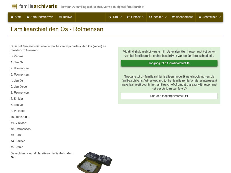 Screenshot van website