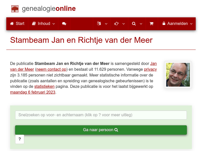 Screenshot van website