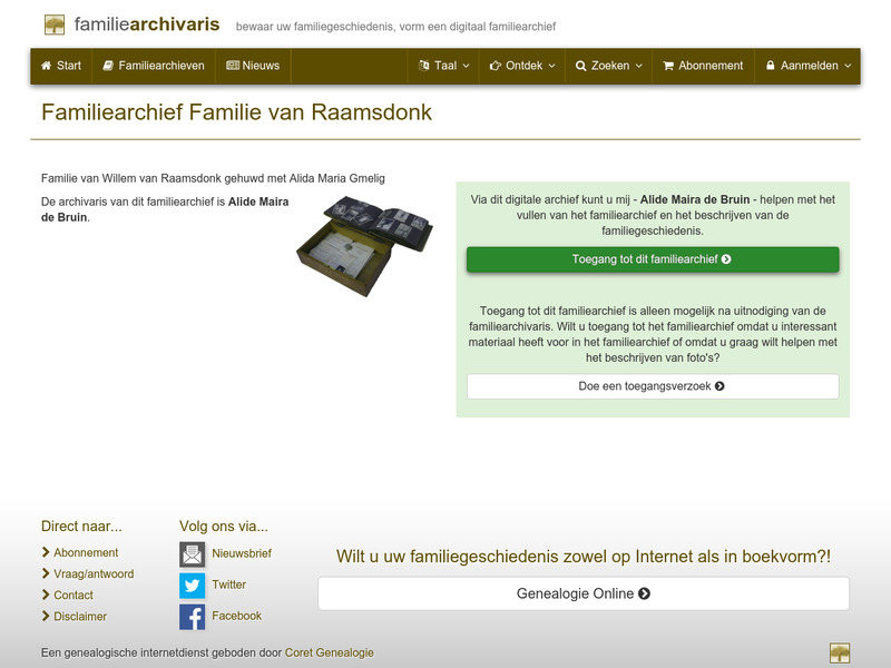Screenshot van website