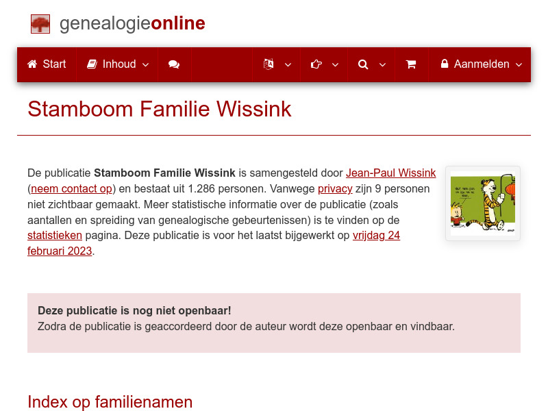 Screenshot van website