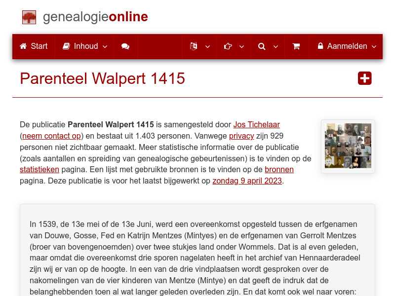 Screenshot van website