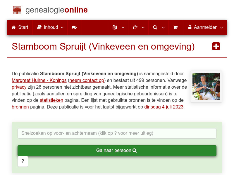 Screenshot van website