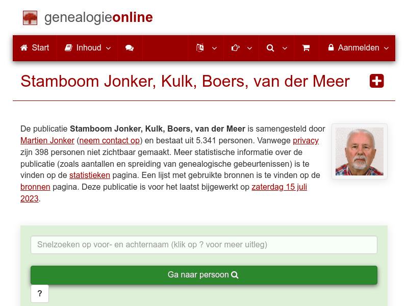 Screenshot van website