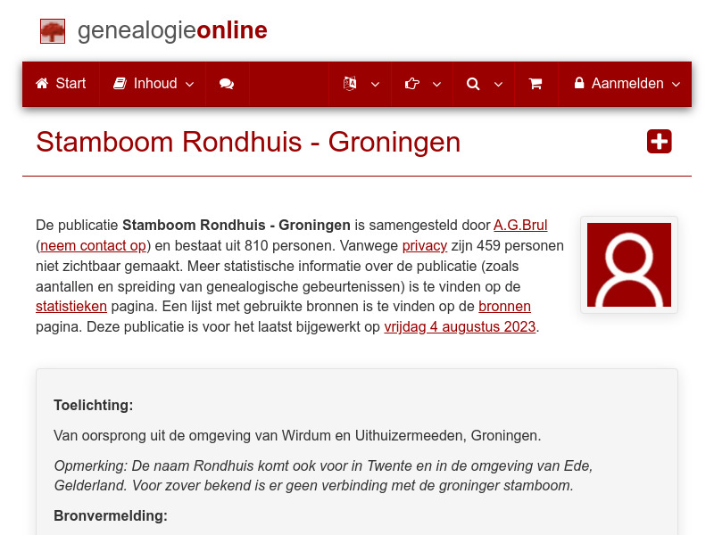 Screenshot van website