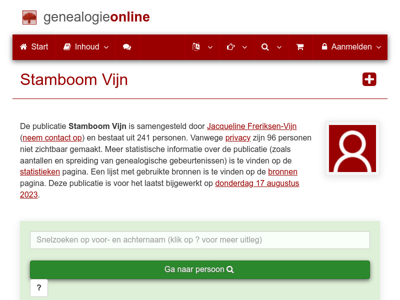 Screenshot van website