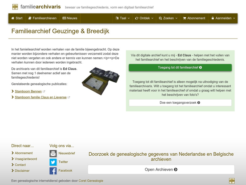 Screenshot van website
