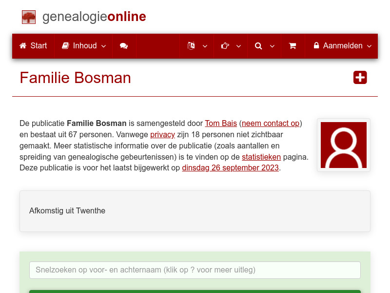 Screenshot van website