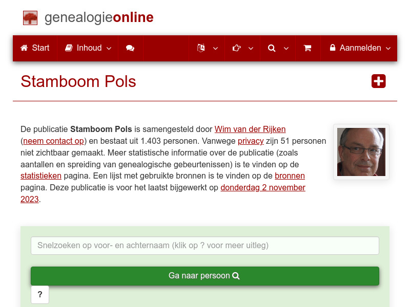 Screenshot van website