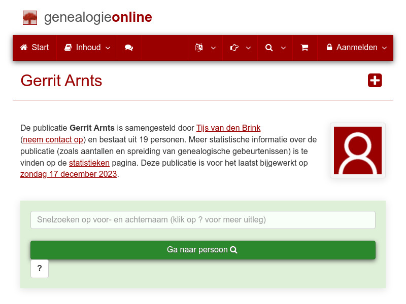 Screenshot van website