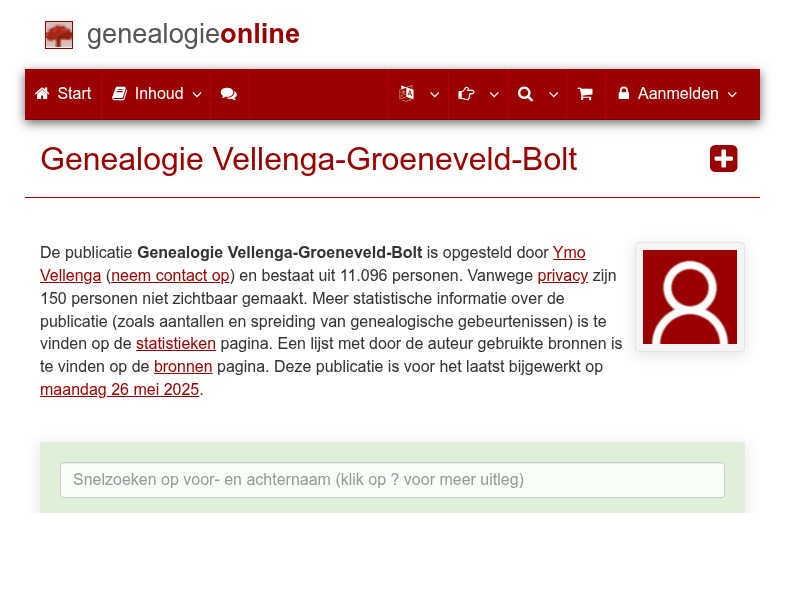 Screenshot van website
