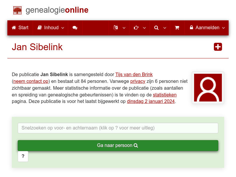 Screenshot van website