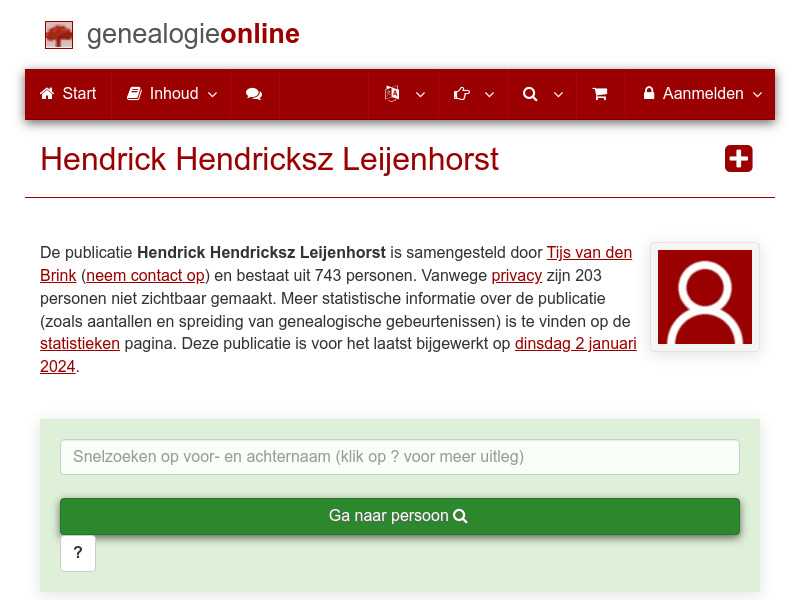 Screenshot van website