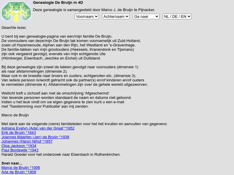 Screenshot van website