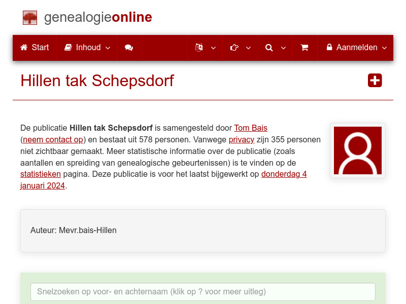 Screenshot van website