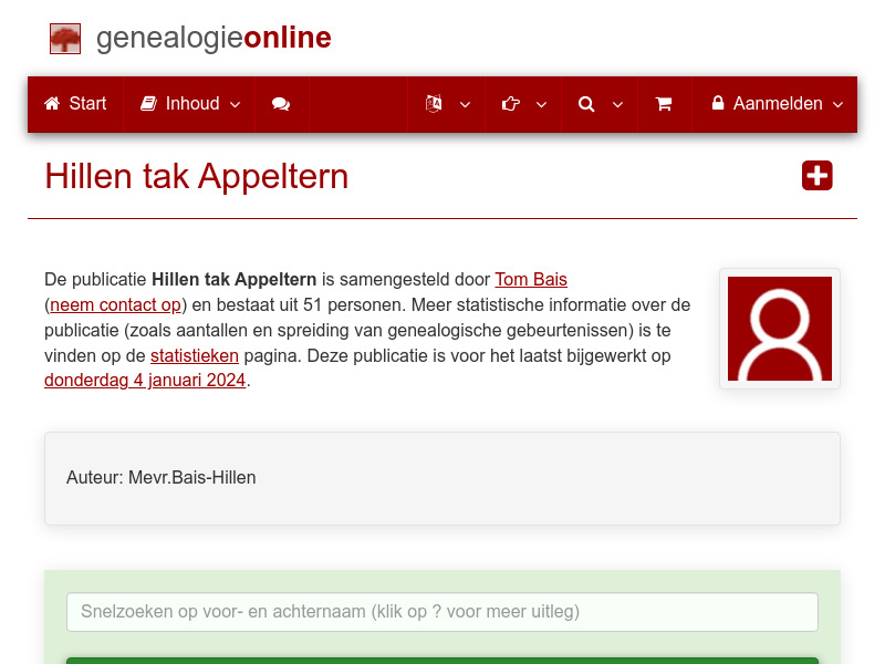 Screenshot van website