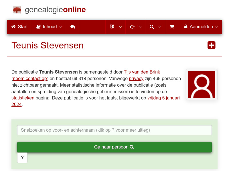 Screenshot van website