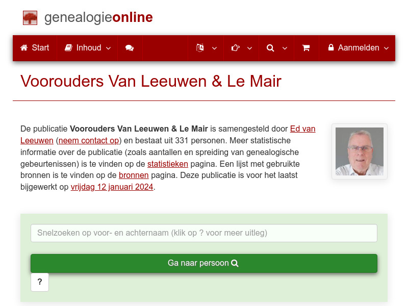 Screenshot van website