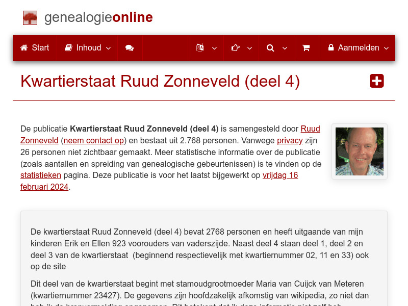 Screenshot van website