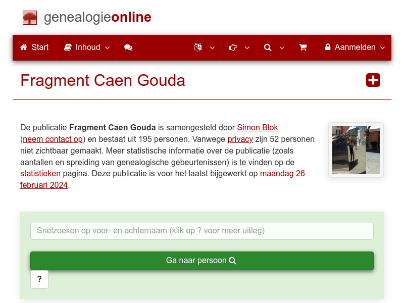 Screenshot van website