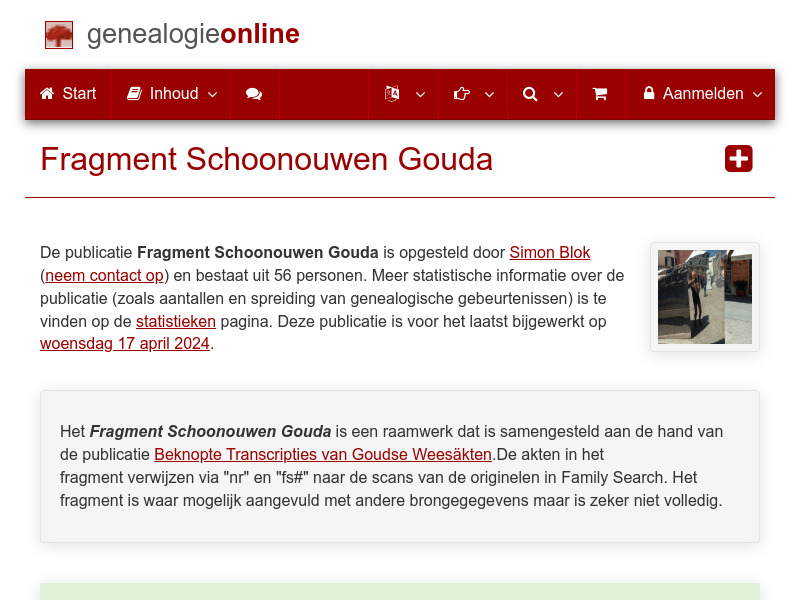 Screenshot van website