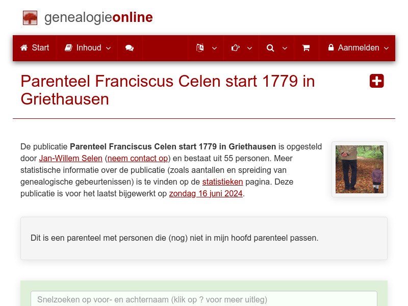 Screenshot van website