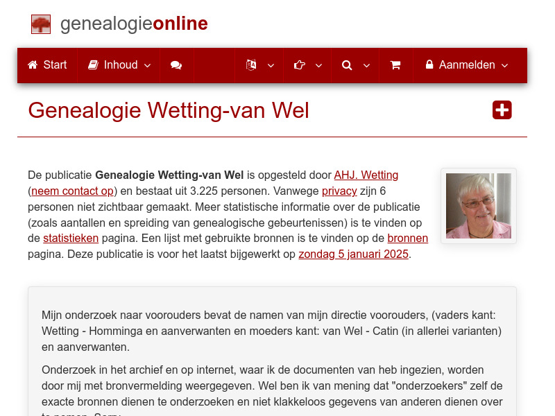 Screenshot van website