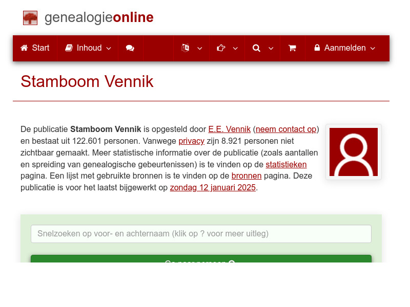 Screenshot van website