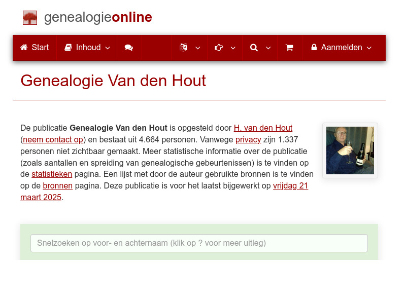 Screenshot van website