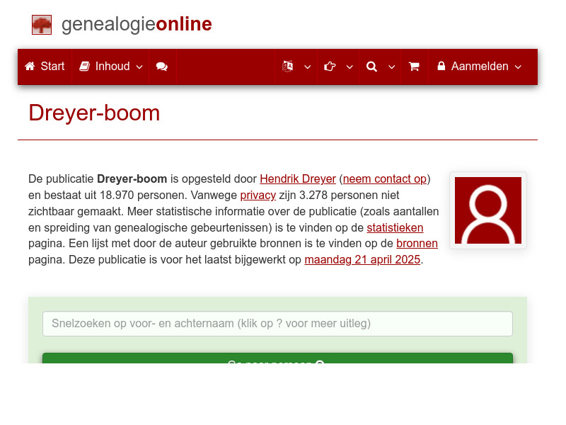 Screenshot van website