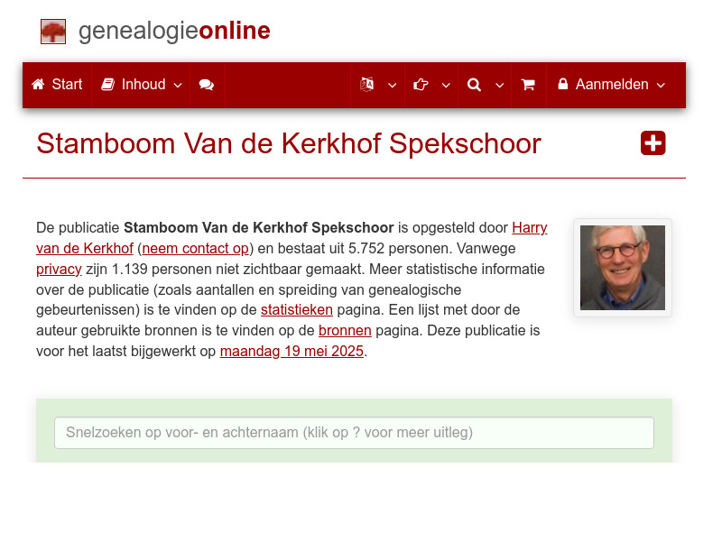 Screenshot van website