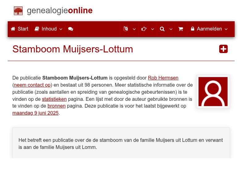 Screenshot van website