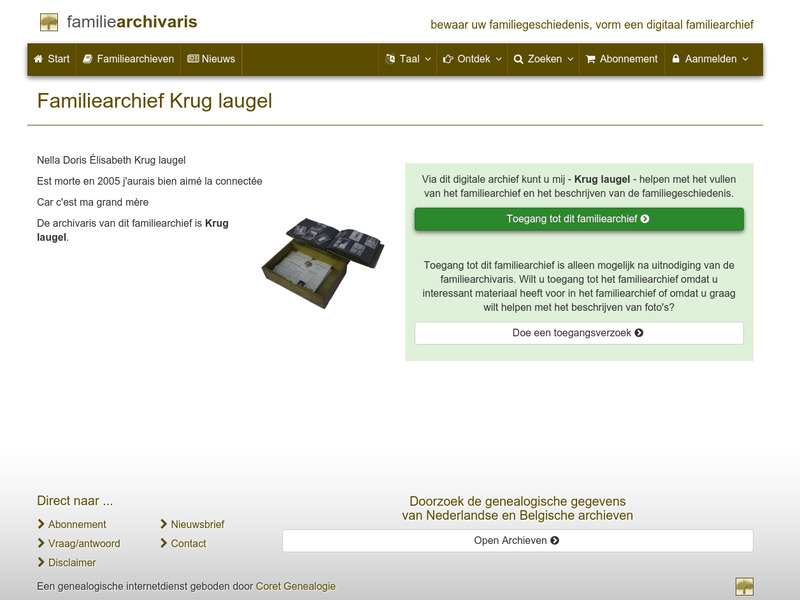 Screenshot van website