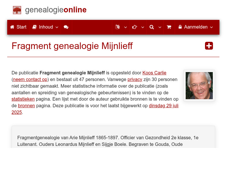 Screenshot van website