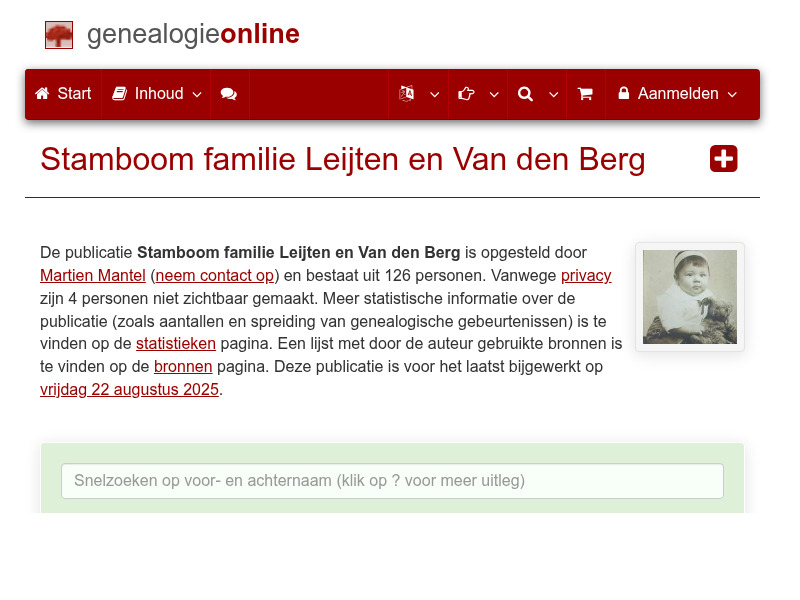 Screenshot van website