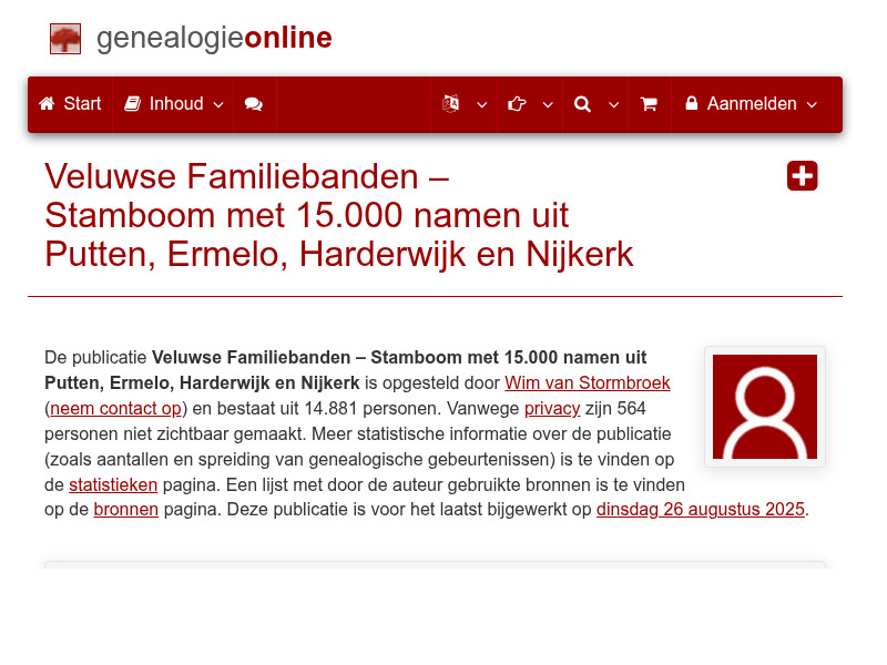 Screenshot van website
