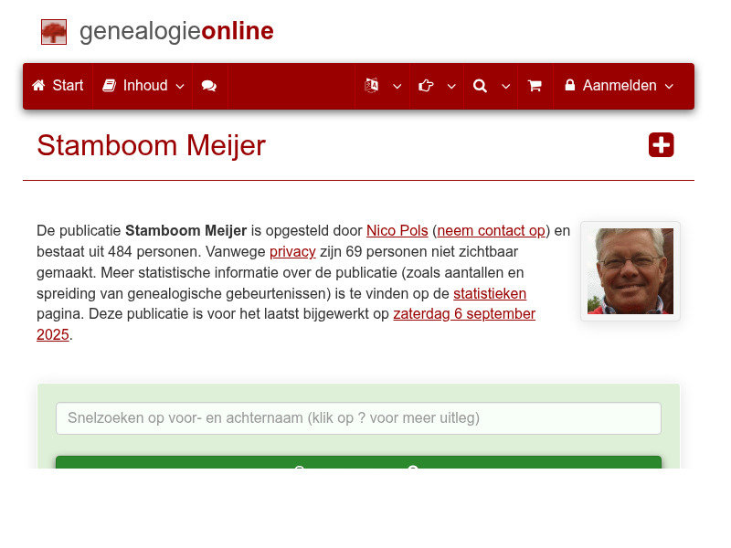Screenshot van website